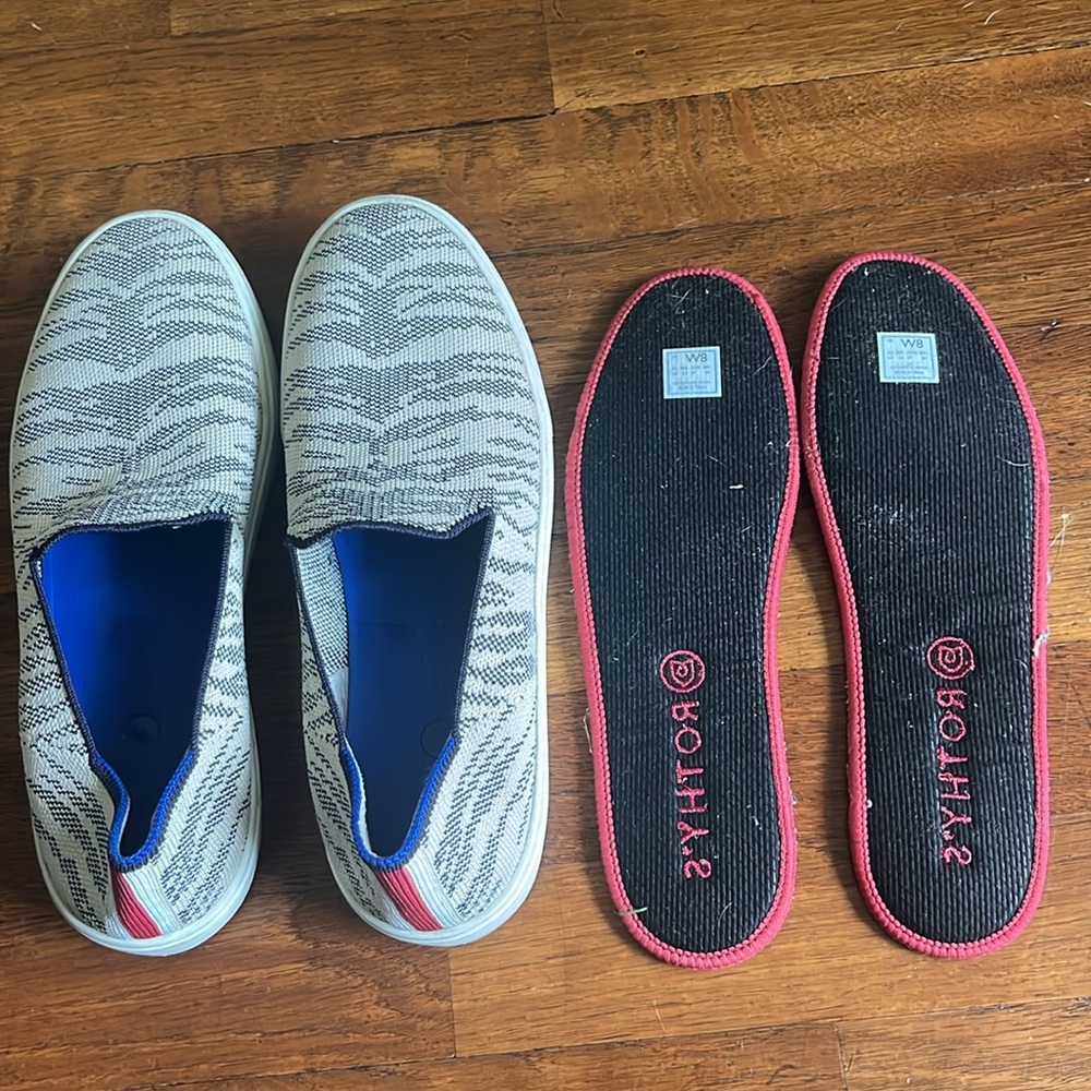 Rothy's Cream and Black Patterned Sneakers - Picture 10 of 11